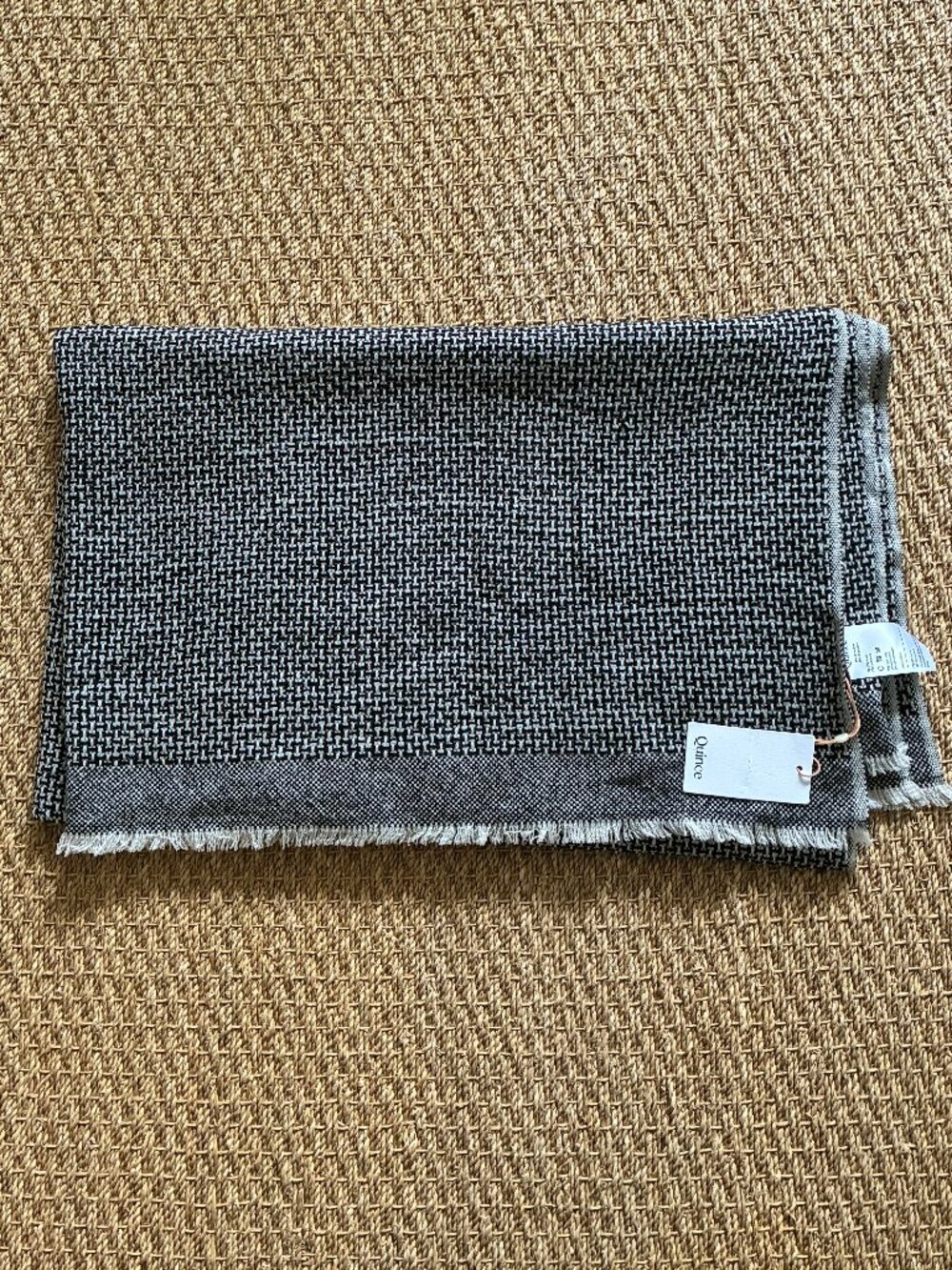 Quince Cashmere Wool Patterned Throw, Black/White, NWT - Picture 6 of 6